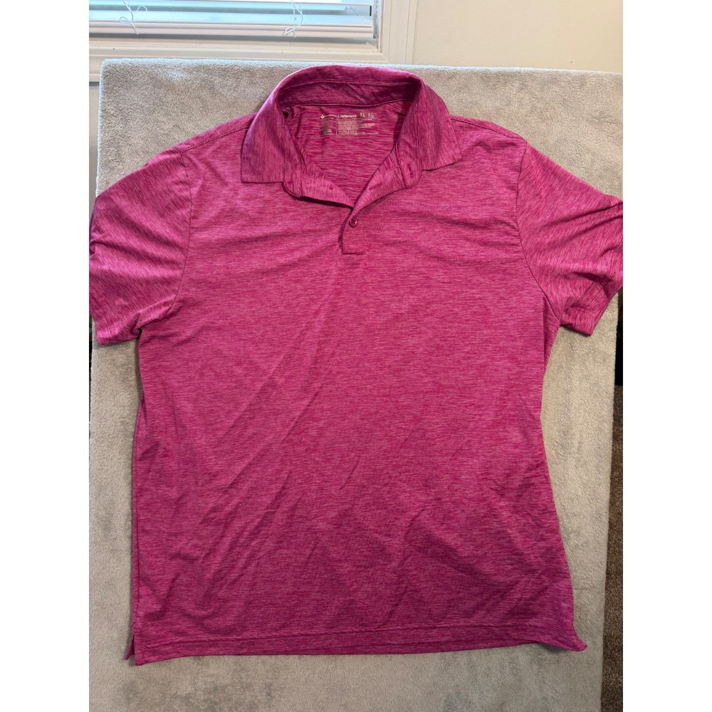 Men's XL Performance Polo Shirt Pink Space Dye Heathered